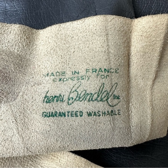 Vintage Henri Bendel long leather gloves black washable made in France sz 6 3/4 - Picture 10 of 11